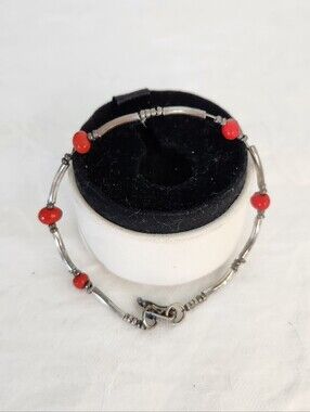 70s Lucky Silver Peruvian Seed Bead Bracelet